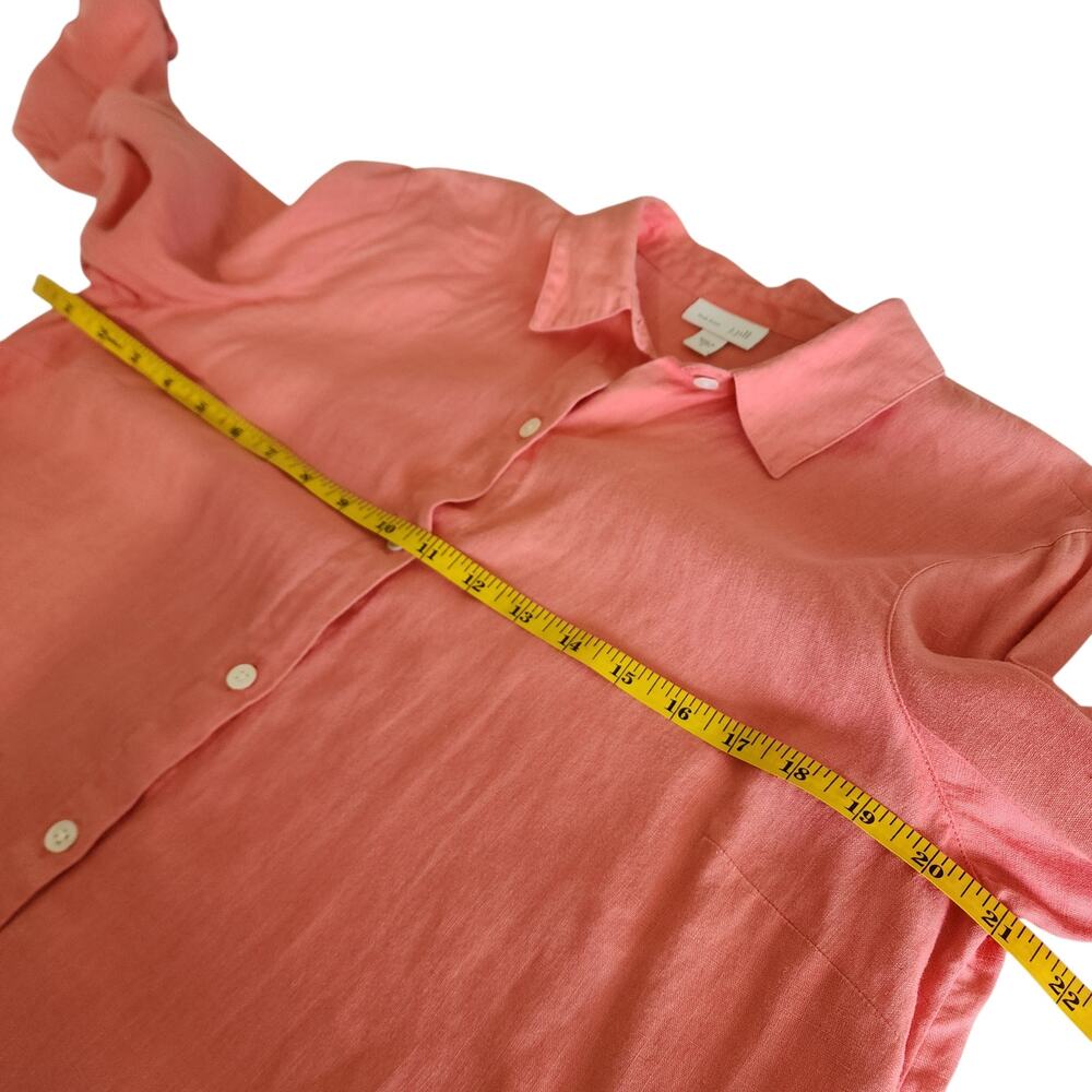 J Jill Womens Love Linen Button Down Tunic Top Size Medium Salmon‎ Pink Linen - Picture 9 of 10